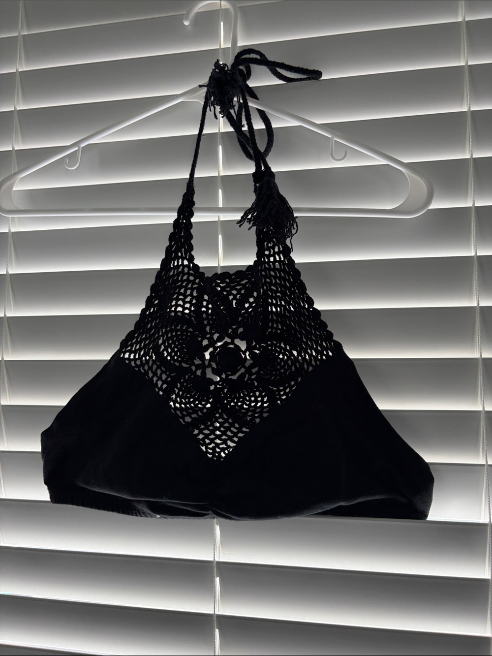 Volcom Black Crochet Halter Bralette